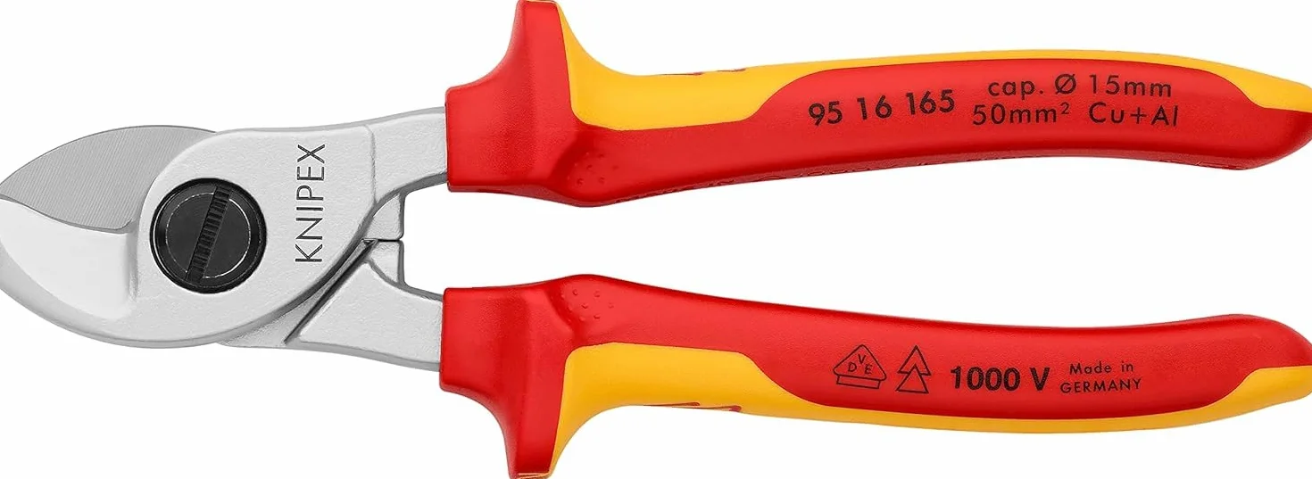 KNIPEX Tijeras cortacables cromado aislados con fundas multicomponentes, según norma VDE 165 mm, 95 16 165