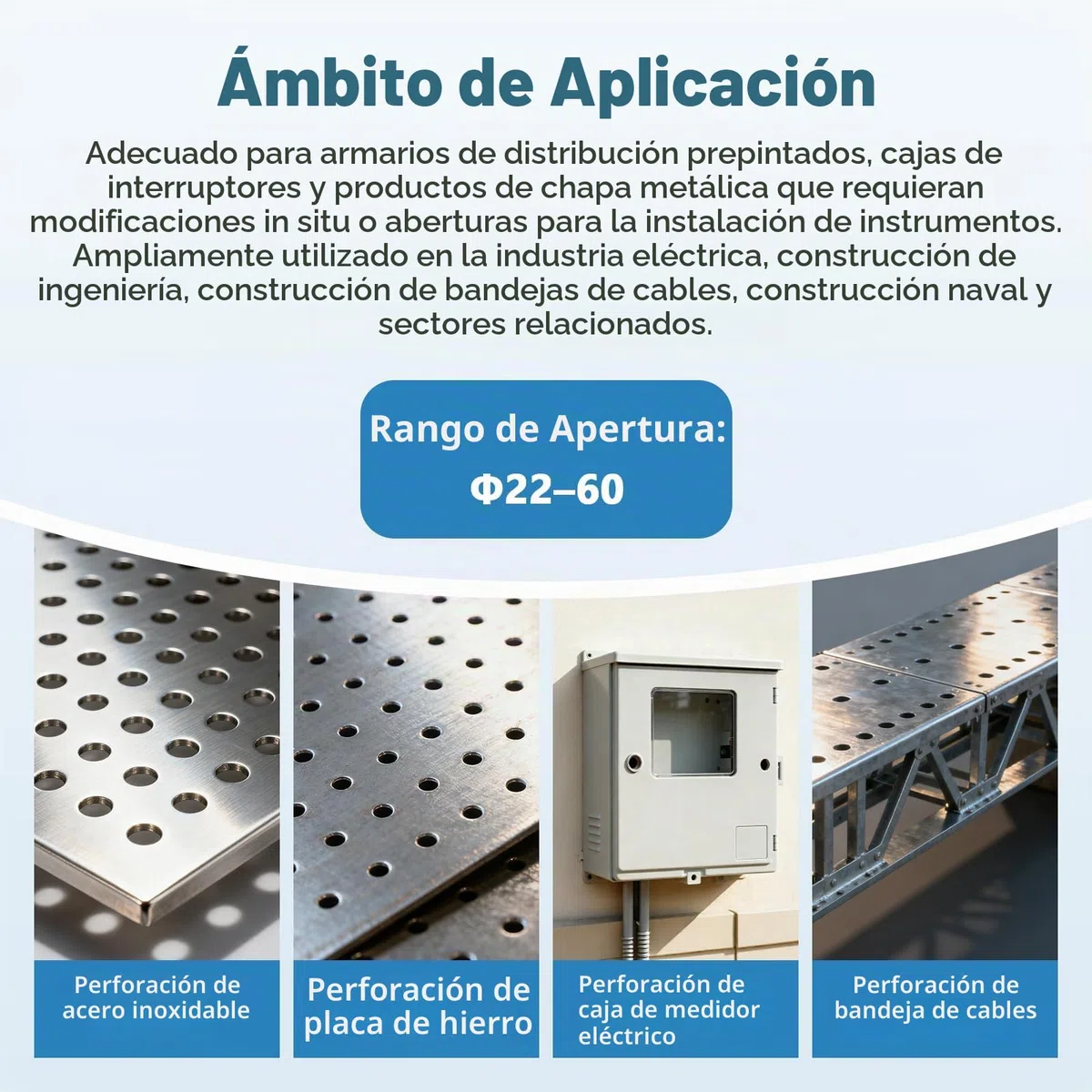 MXBAOHENG 22-60 MM Perforadora Hidráulica de Metal de 13 T con 6 troqueles de 22/27/34/43/49/60 mm, Juego de Perforadores Hidráulicos Knockout, para acero inoxidable ≤ 1,6 mm; chapa de hierro ≤ 3,2 mm
