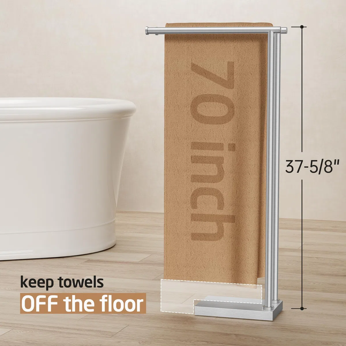 KES Toalleros de pie para baño con base 3 veces más gruesa, soporte para toallas de 2 niveles para suelo de baño, diseño estable mejorado, acabado cepillado de acero inoxidable 18/8 de grado