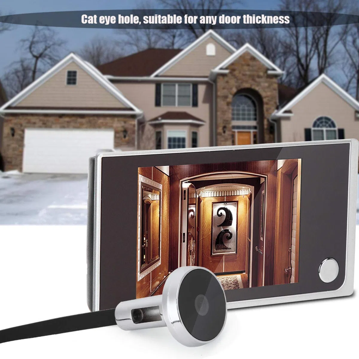 DAUERHAFT Cámara de Seguridad mirilla digital puerta 3 . 5 Pulgadas ,Digital ,LCD ,120 Grados ,Timbre Digital ,Visor de Mirilla ,monitoreo Visual de Fotos Video Doorbells