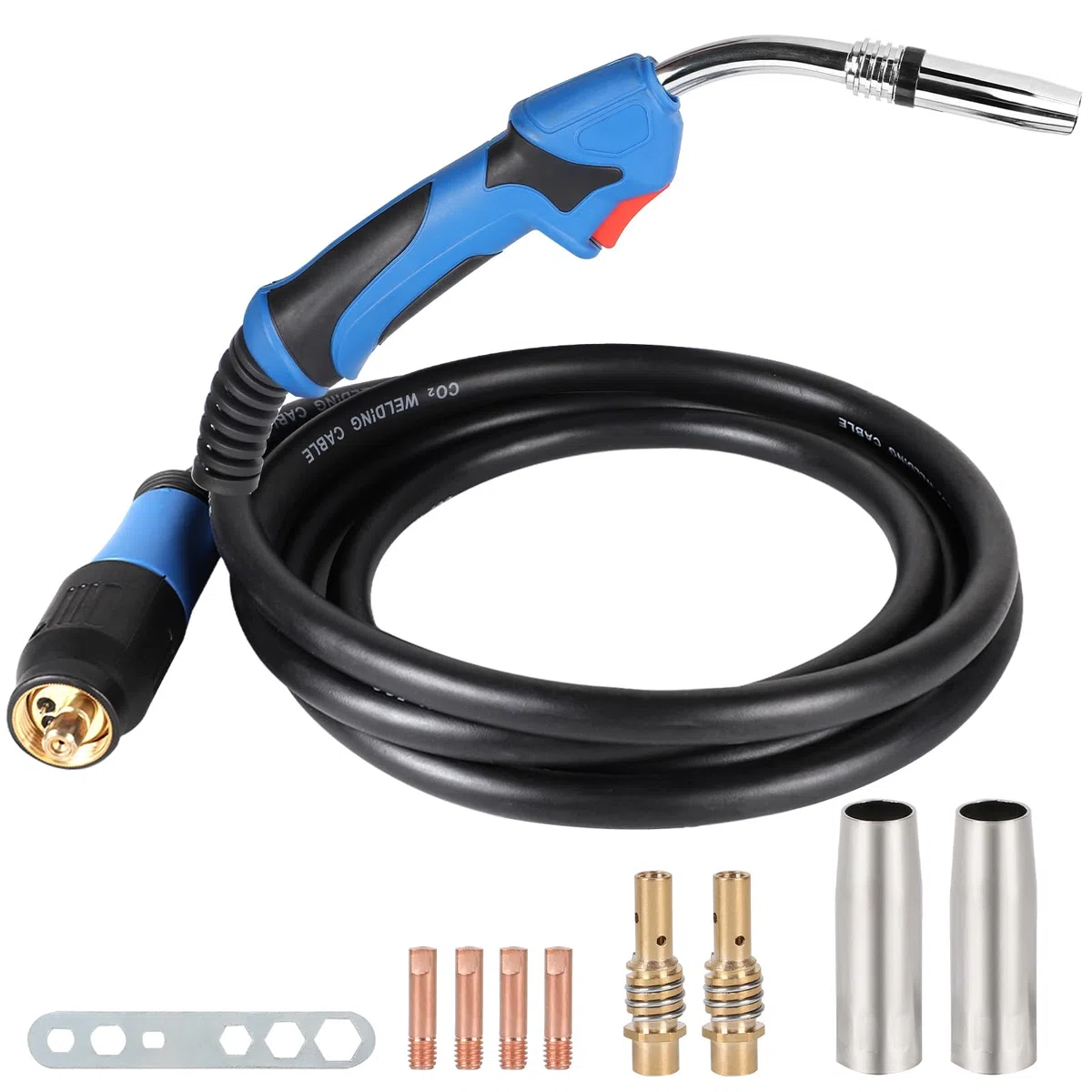 SWAWIS Conjunto de Antorcha MIG/MAG MB 25KD con 4M de Manguera para Gas de Protección para Equipo de Soldadura con Gas de Protección CO², Incluye 8 Piezas de Repuesto