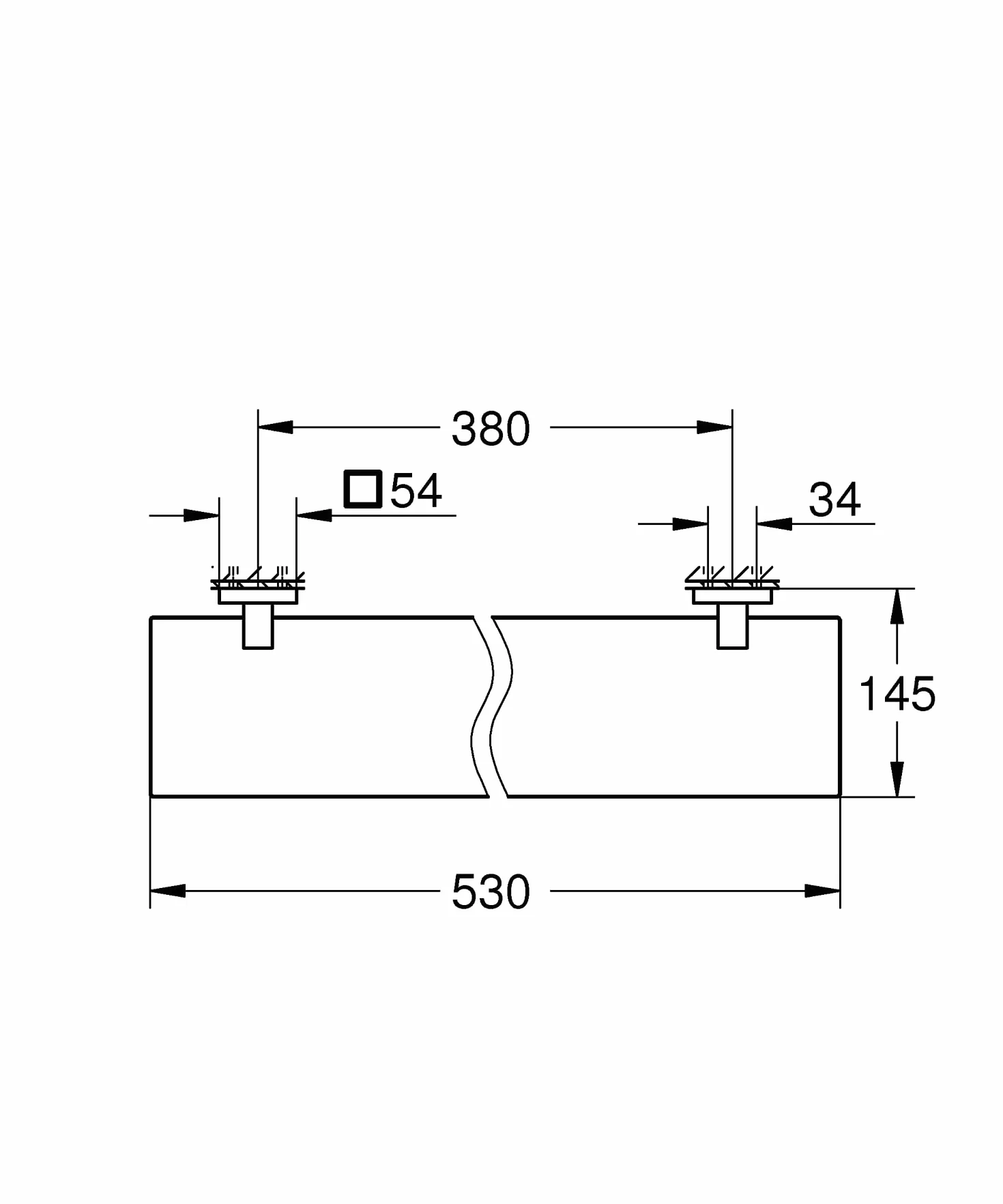 GROHE Start Cube QuickFix - Estanteria de baño de Cristal de 53cm, Cromo, para Pegar (Pegamento QuickGlue A2) o atornillar, Ref. 41109000