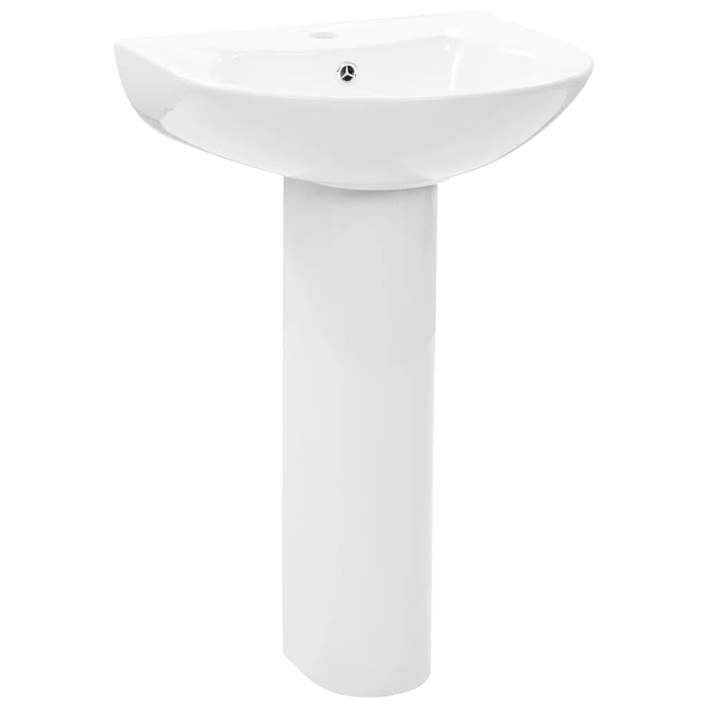 vidaXL Lavabo de Pie Cerámica Blanco 520x440x190 mm Muebles de Baño Grifería