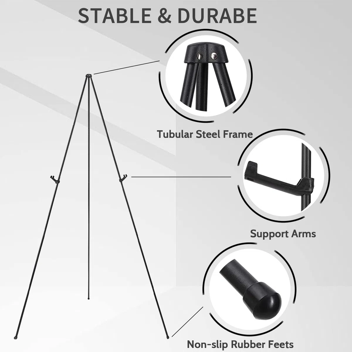 Soporte de caballete para expositor,póster de boda, ajustable,fácil de plegar, soporte de metal,trípode instantáneo de 63 pulgadas, caballete portátil plegable para bodas, pinturas, exhibiciones 1PCS