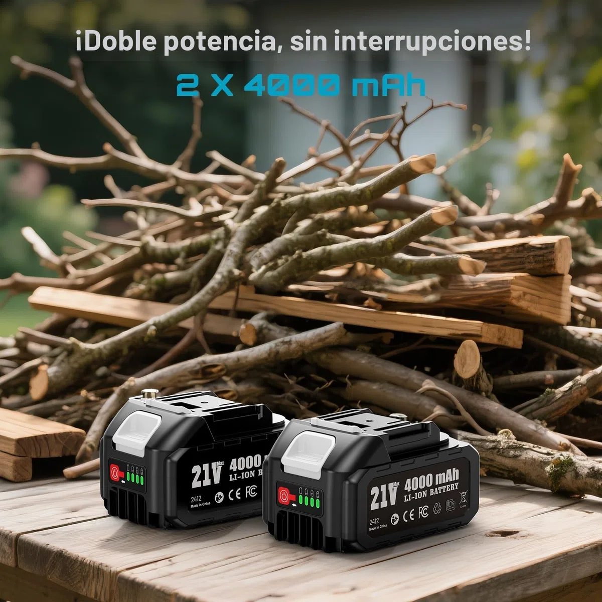 SEESII Sierra Sable, Sierra Alternativa de 2 Baterías 21V 4.0Ah, motor sin escobillas 3300 RPM, 8 cuchillas Para madera, metal, PVC, Obra y Jardín