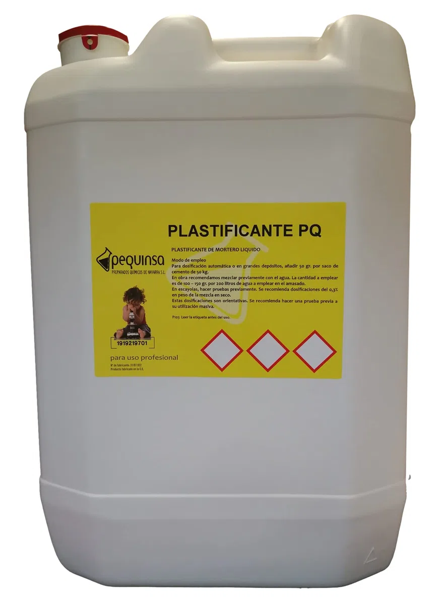 Plastificante de morteros y hormigones. Envase de 30 litros.