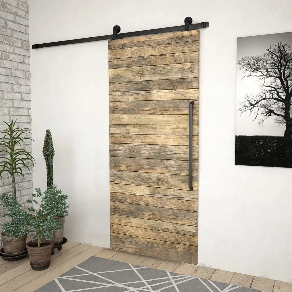 200 cm Herraje para Puerta Corredera Kit de Accesorios para Puertas Correderas Guia Puerta Corredera Negro