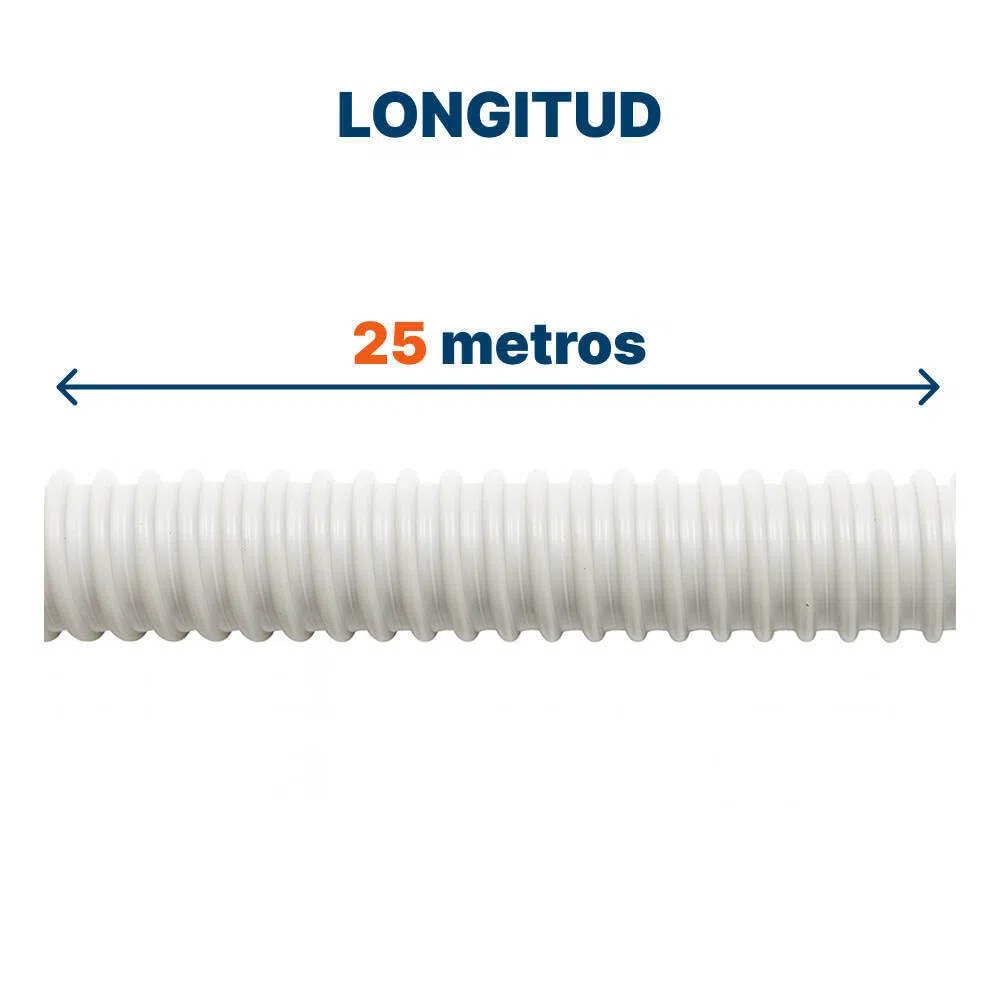 Tubo De PVC Flexible Electroflex Ø20 mm – Rollo de 25 Metros – Protección Para Cableado – Instalación Segura – Apto Para Interior y Exterior – Color Blanco