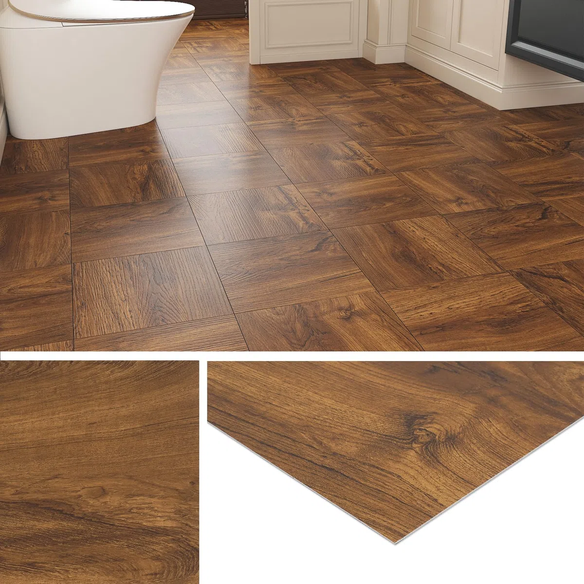 Livelynine Suelo Vinilico Autoadhesivo Madera Natural Baldosas Adhesivas Suelo Cocina 30x30CM 32-Baldosas Impermeable Vinilo para Suelo de Baño Habitación Suelos de Vinilo Adhesivos para Suelos Cocina