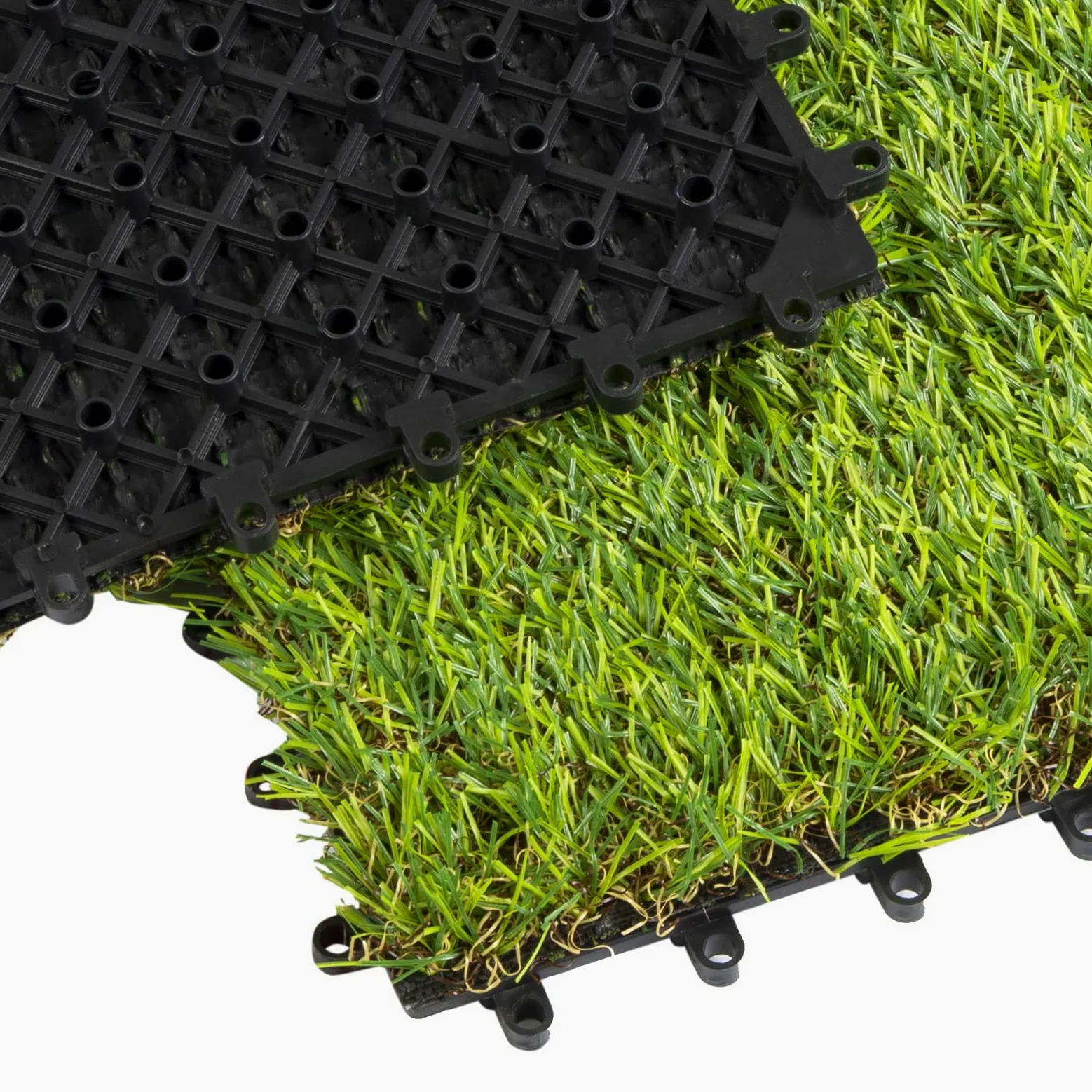 Floordirekt Azulejos de césped de 30 x 30 cm, 2 m² = 22 baldosas para terraza, balcones – Suelo para balcón y terraza – resistente a la intemperie con función de drenaje | hierba