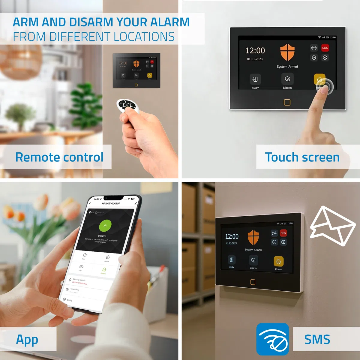 NIVIAN - Sistema de Alarma WiFi + gsm para Casa o Negocio | Control Desde App + SIM (SMS y Llamadas) | Kit Completo con Sirena, Sensores y Mando a Distancia | Anti sabotaje, Multiusuario
