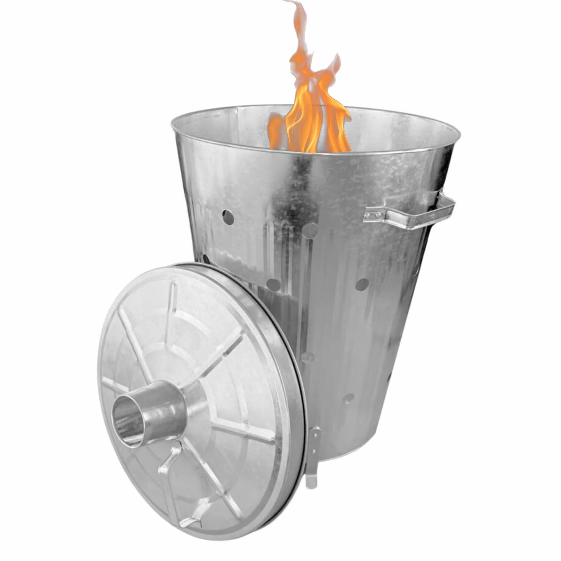 Rori Cubo de fuego XL para residuos de jardín con tapa, redondo, 110 l