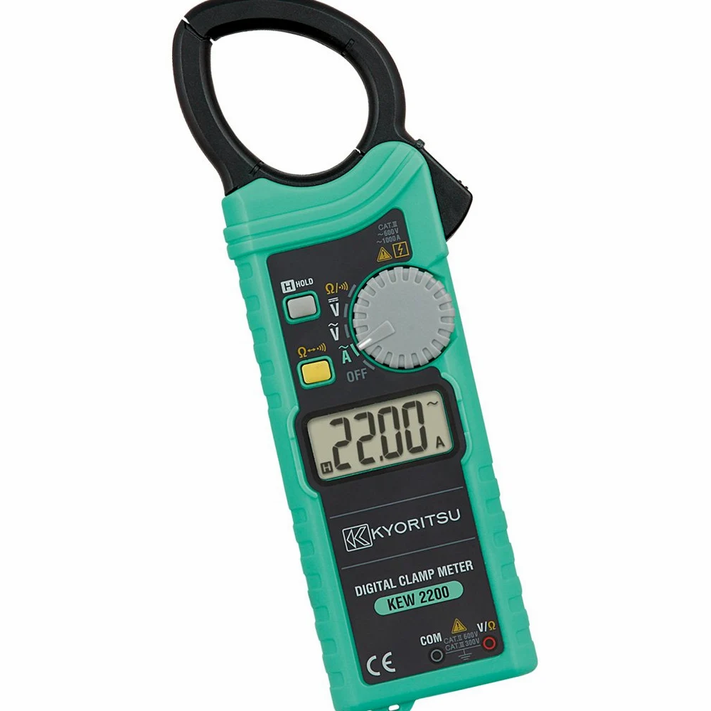 Kyoritsu Kew 2200 Pinza amperimétrica digital compacta ultrafina para la tamaño de corriente AC, tensioni AC/DC, resistencia, continuidad, Gris