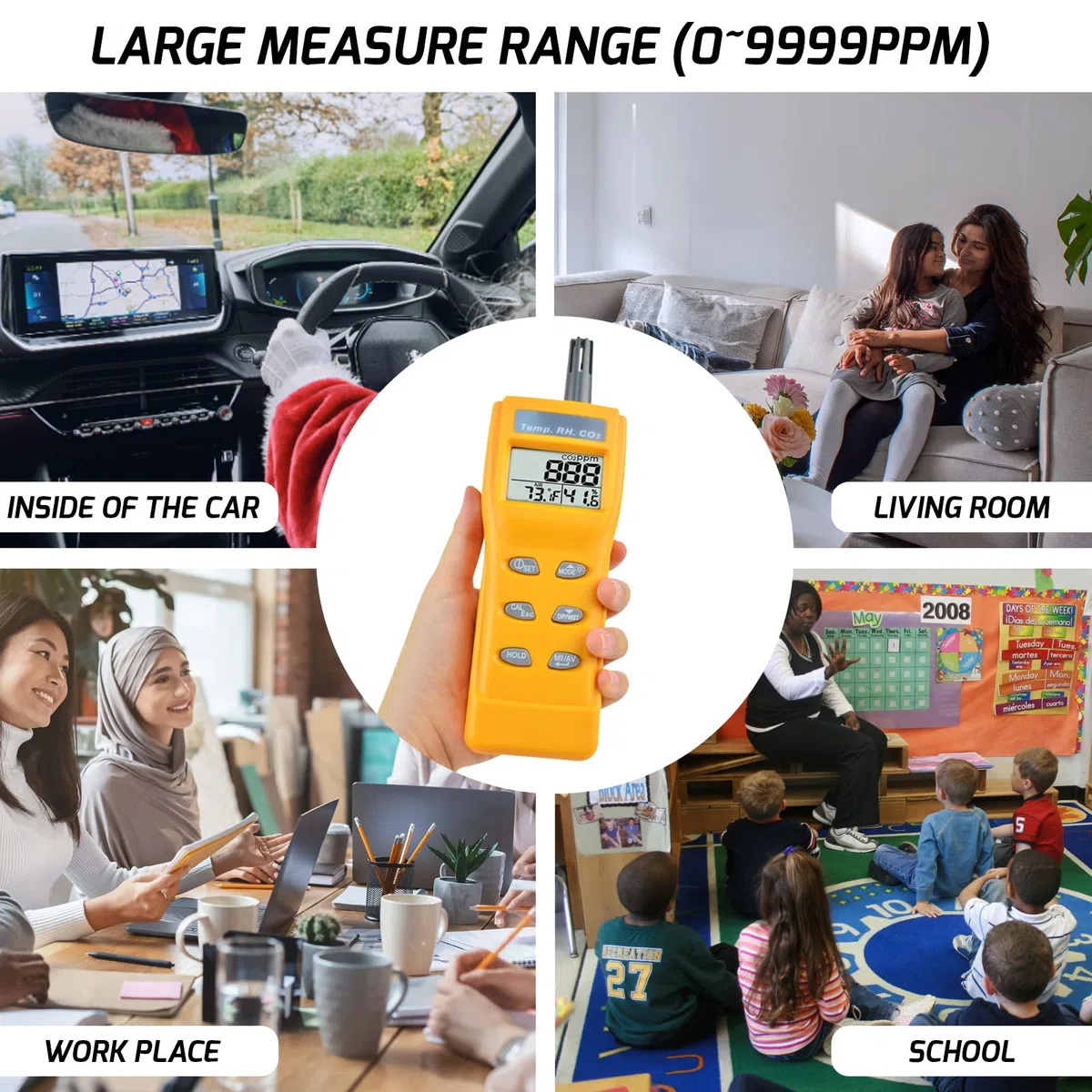 Probador De La Humedad DP Calidad del Aire Interior 9999 Ppm De Dióxido De Carbono Digital De La Temperatura del Sensor NDIR De CO2 IAQ Monitor BM