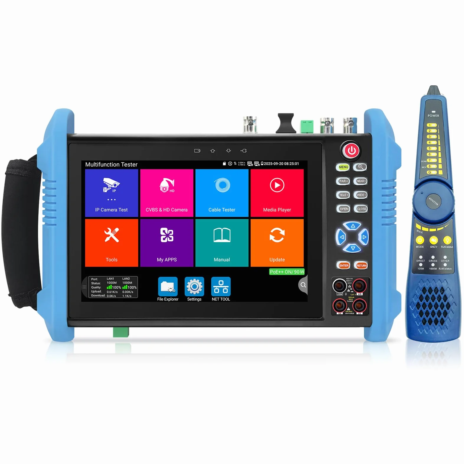Henkion Tester Probador de CCTV IPC-9800CMADHS Pro, Pantalla Táctil IPS de 7 Pulgadas, Prueba IPC 8K y CCTV 4K 8MP HD-TVI CVI AHD SDI, Multímetro, RJ45, Probador de Cables PoE HDMI VGA WiFi RS485