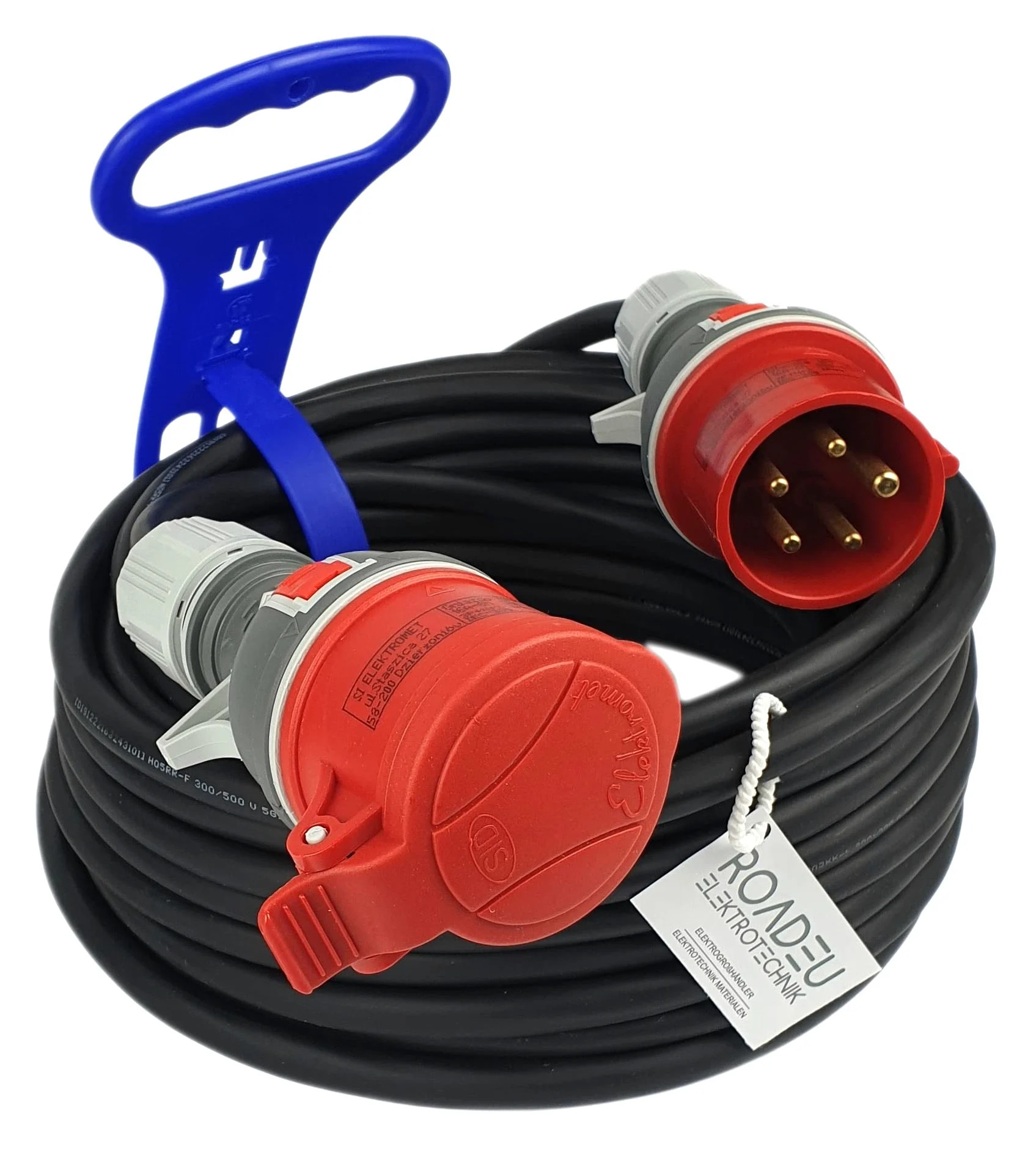 RoadEu - Cable alargador de alimentación 16A - Enchufe 16A, Toma 16A - Prolongador Industrial 10m. Alargador portátil Que Puede Utilizarse en talleres, Jardines, cobertizos u Obras de construcción