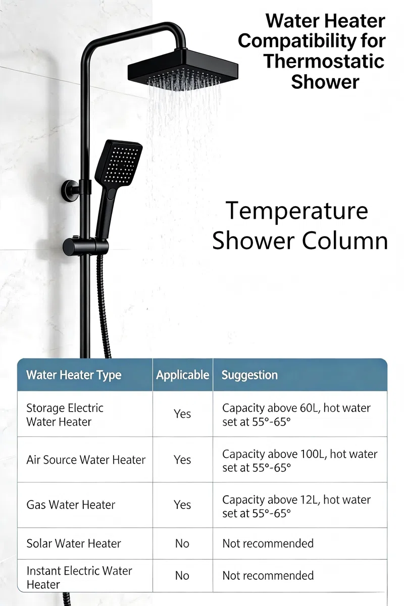 STANEW - Columna de Ducha Termostática, Conjunto de Ducha, Cuarto de Baño, Columna de Ducha, Termostato con Mezclador Ajustable en Altura, Sistema de Ducha (Negro)