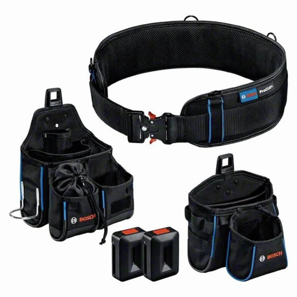 Bosch Professional Set de Cinturones para Herramientas ProClick: 1 cinturón 93 (Talla S/M), 1 Bolsa GWT 4, 1 Bolsa GWT 2, 2 ProClick Holder