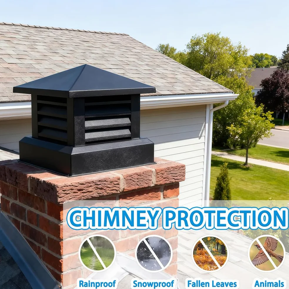 Tapa De Chimenea, Tapa De Chimenea con Parte Superior CóNica, Cubierta De Chimenea para Techo Exterior, Tapa De Chimenea para Techo Cuadrado, Aumenta La Eficiencia