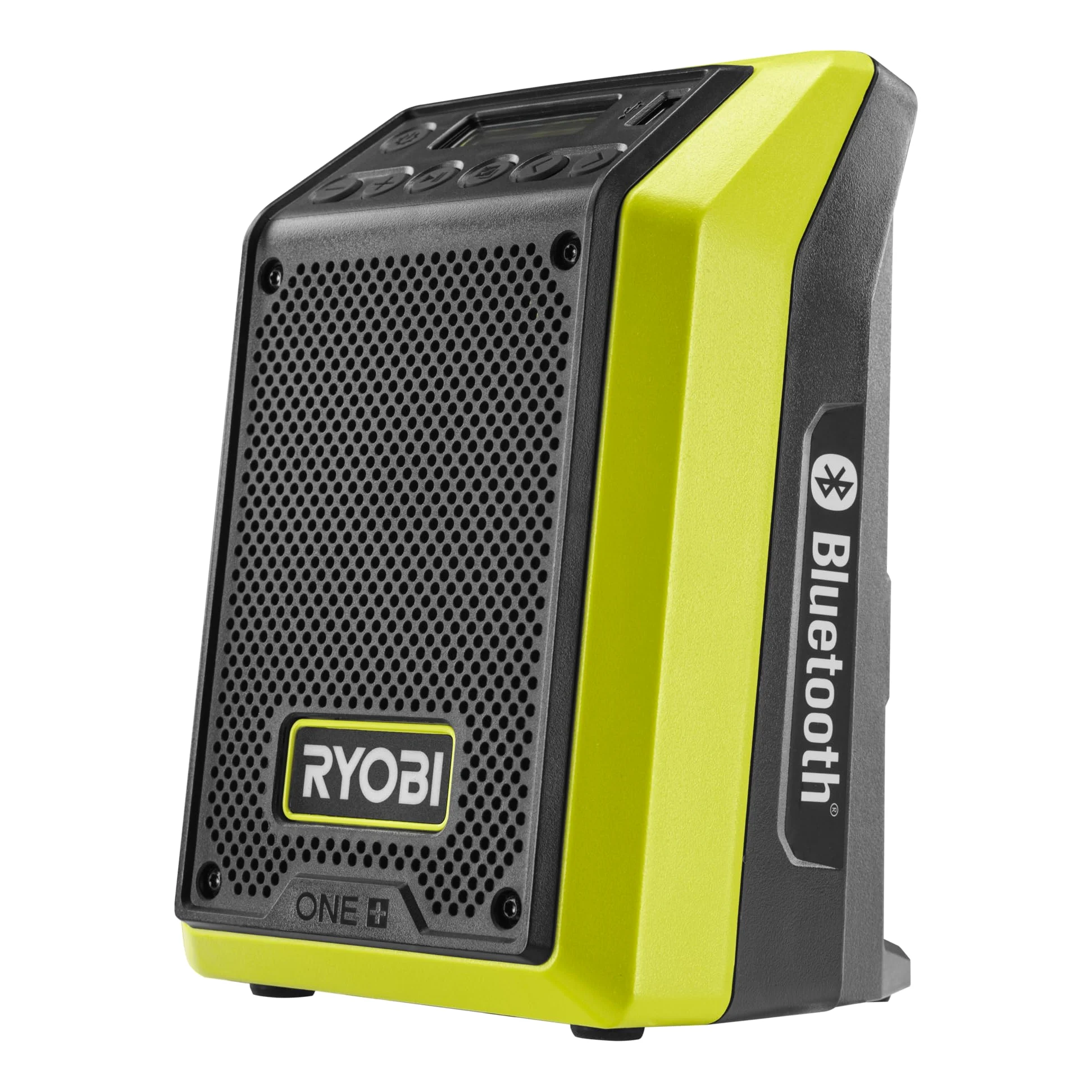 RYOBI - Radio y Altavoz a Batería 18V One+ Bluetooth Am/FM - Uso en Interiores y Exteriores - Conexión USB y Bluetooth 25m - Indicador de Carga - Sin Batería ni Cargador - RRDAB18-0