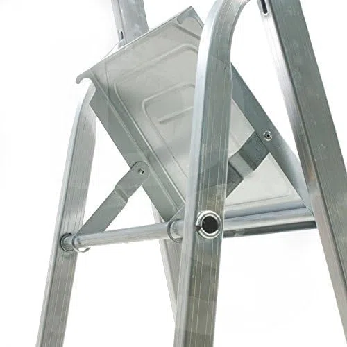 Kasart Escalera de uso doméstico de aluminio, capacidad de 150 kg, fabricada en Italia, certificada EN 131 (5 peldaños)