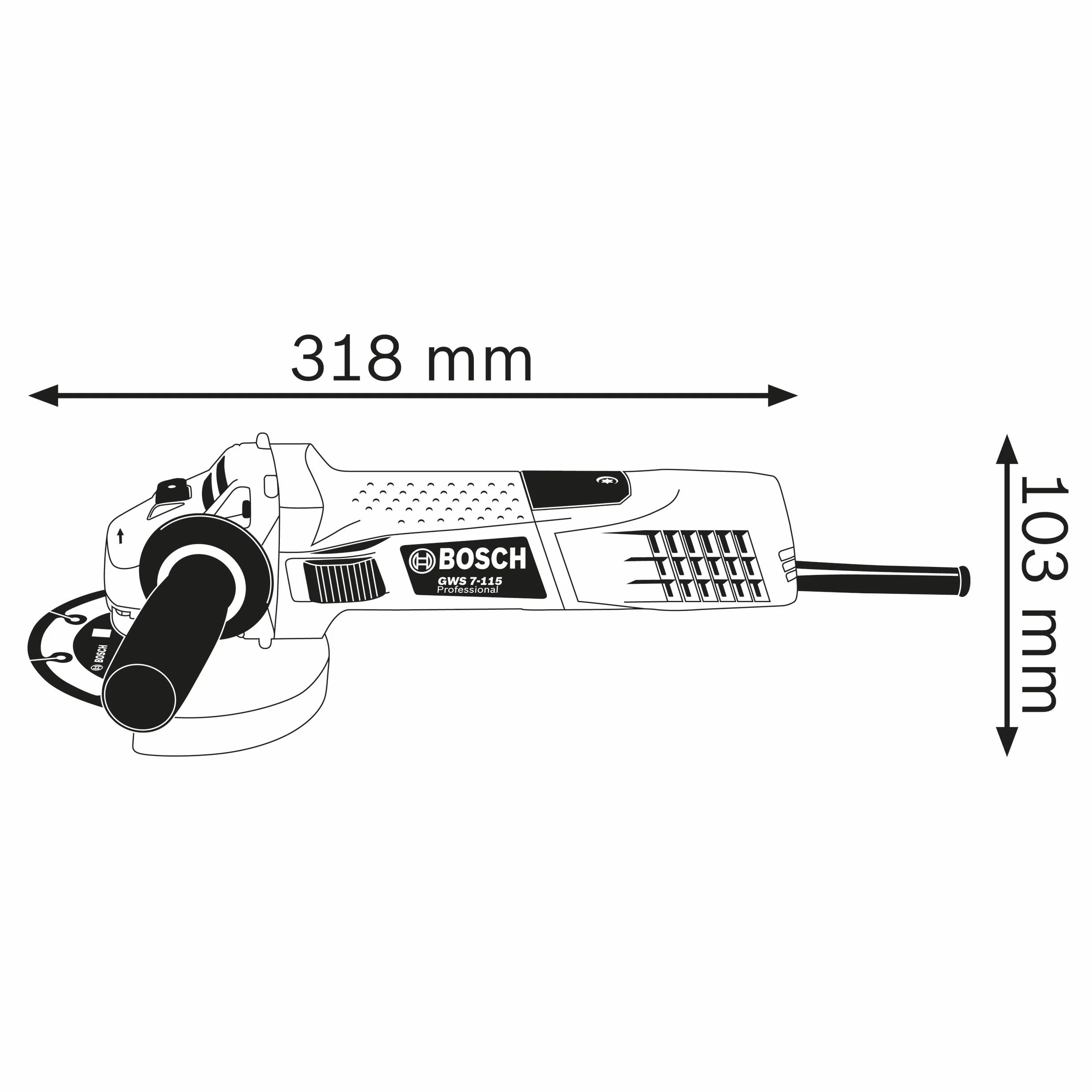 Bosch Professional amoladora angular GWS 7-115 E (Ø de disco 115 mm, potencia 720 W, incl. empuñadura auxiliar, brida, tuerca de apriete, cubierta protectora, llave de dos agujeros)