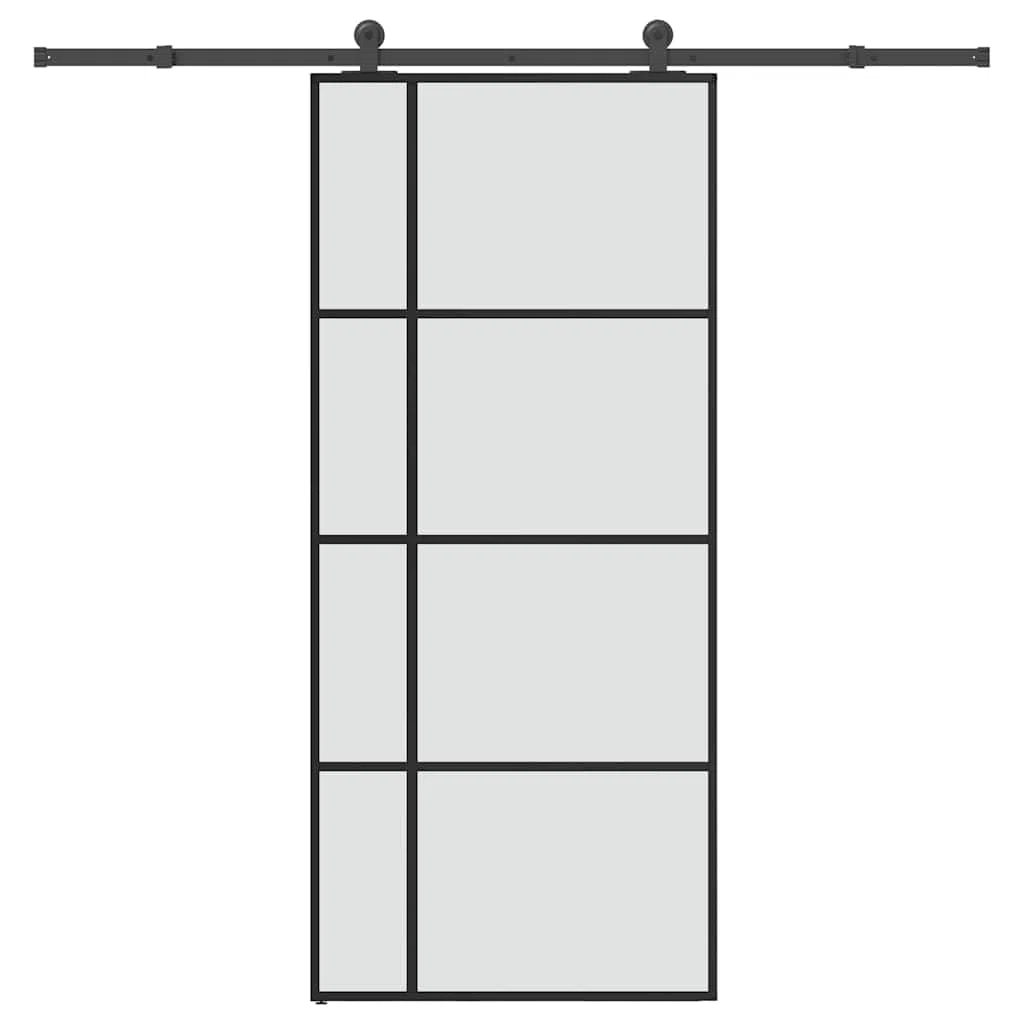 Puerta corredera con set herrajes vidrio ESG aluminio 90x205 cm, puerta corredera vidrio
