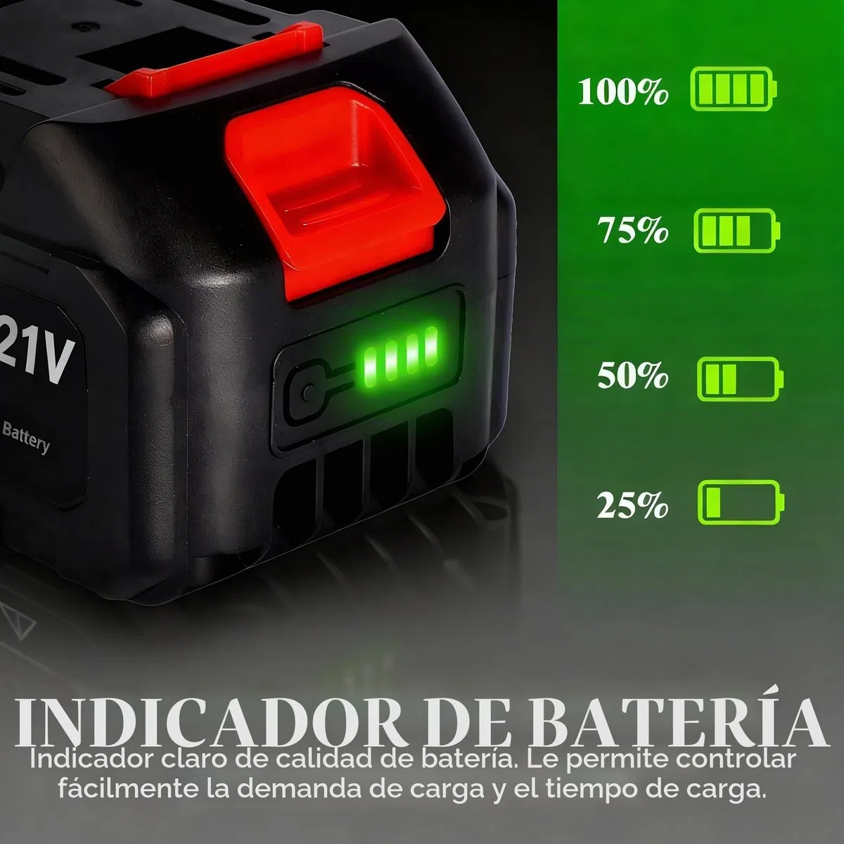 Batería de litio de 21V - Batería de repuesto de 4.0 Ah con indicador LED Compatible con soplador de hojas y mini motosierra inalámbrica de 4 pulgadas/6 pulgadas