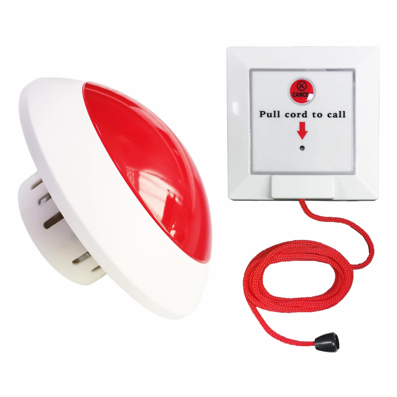 Sistema De Llamadas De Emergencia Y SOS| Alarma WC Minusvalidos,Dispositivo Llamada Aseo con Cuerda De Tracción | Para Residencia de Ancianos/Hogar/Escuela/Hospital/Hotel(1Botón Emergencia+1 Receptor)