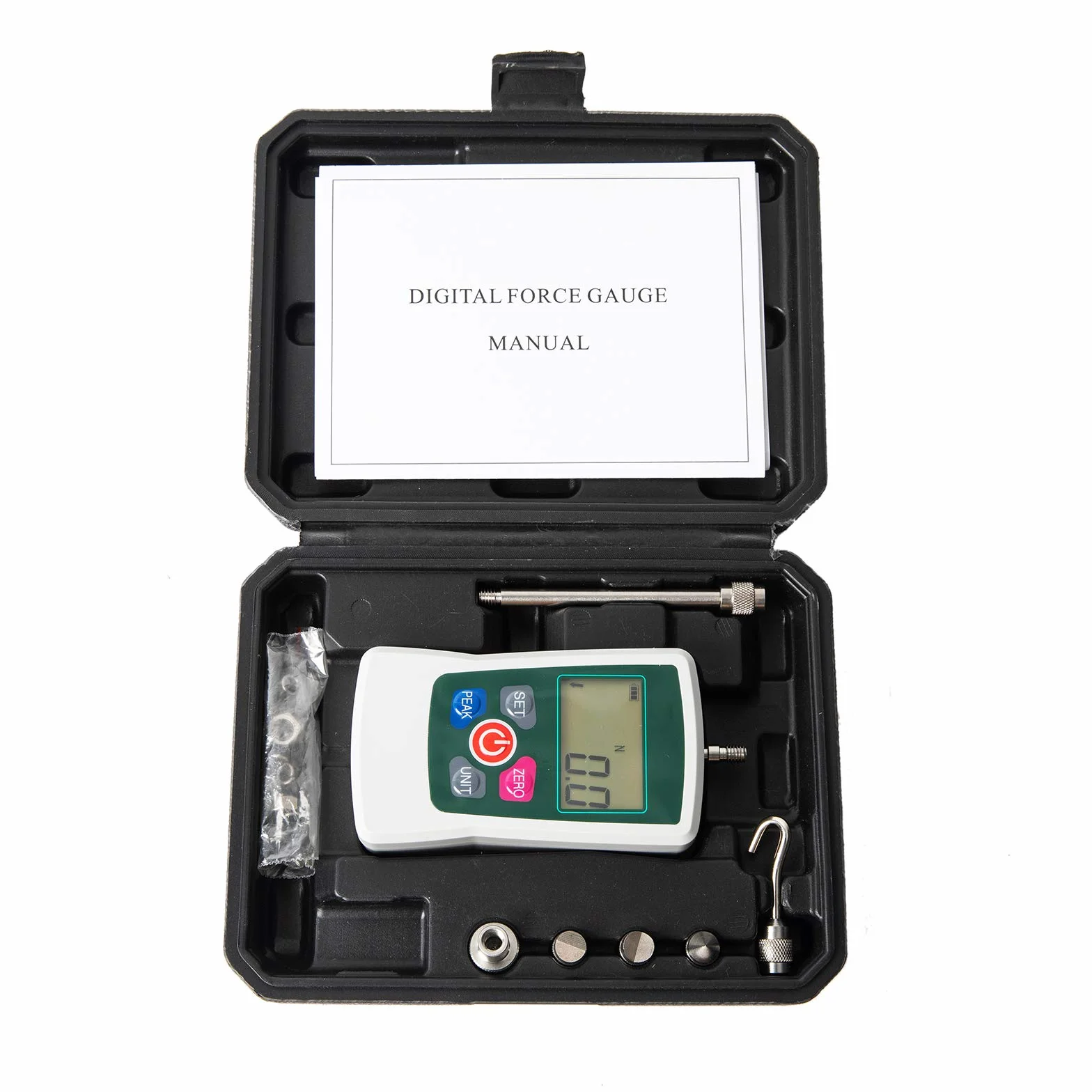 Beslands AMF-500 Medidor de Fuerza Digital Dinamómetro Probador de Empujar y tirar Medidor de Empuje de Presión Portátil (Unidades N kg lb Oz)