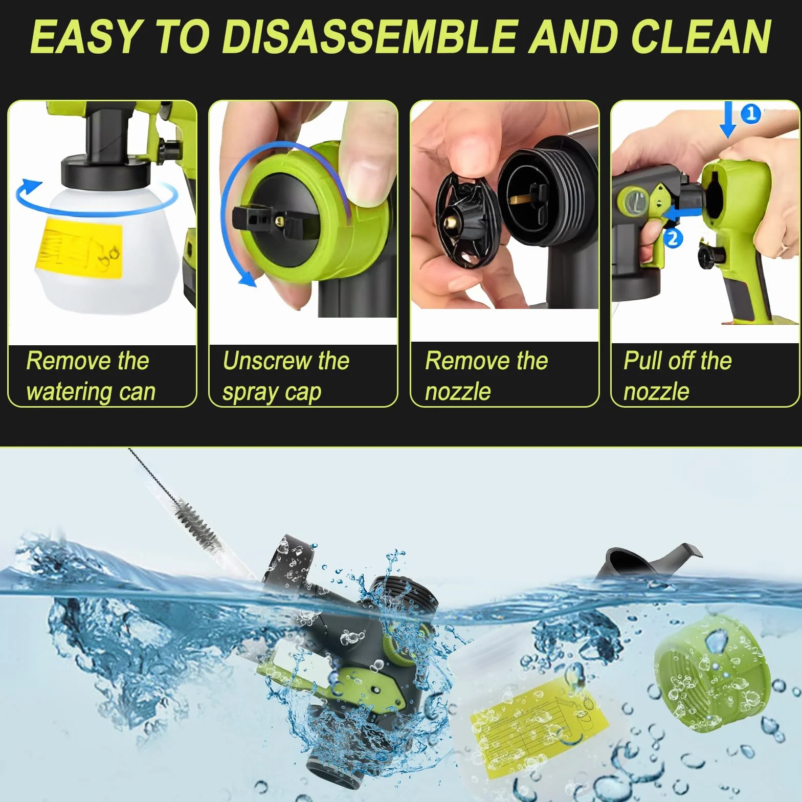 Sistema de pulverización recargable compatible con batería Ryobi de 18 V, pistola de pulverización de pintura eléctrica, pistola de pintura portátil con 4 boquillas, 3 patrones, contenedor de pintura