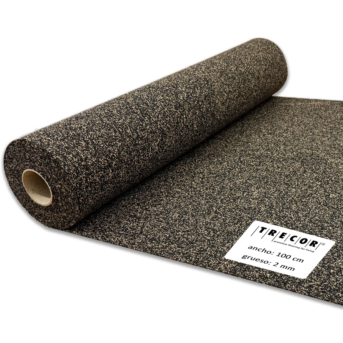 Capa base de corcho de caucho TRECOR® [5 m²], extremadamente resistente, aislamiento acústico como base laminada/base de parquet/base de vinilo, aislamiento acústico superior (Espesor 2 mm, 1 m²)