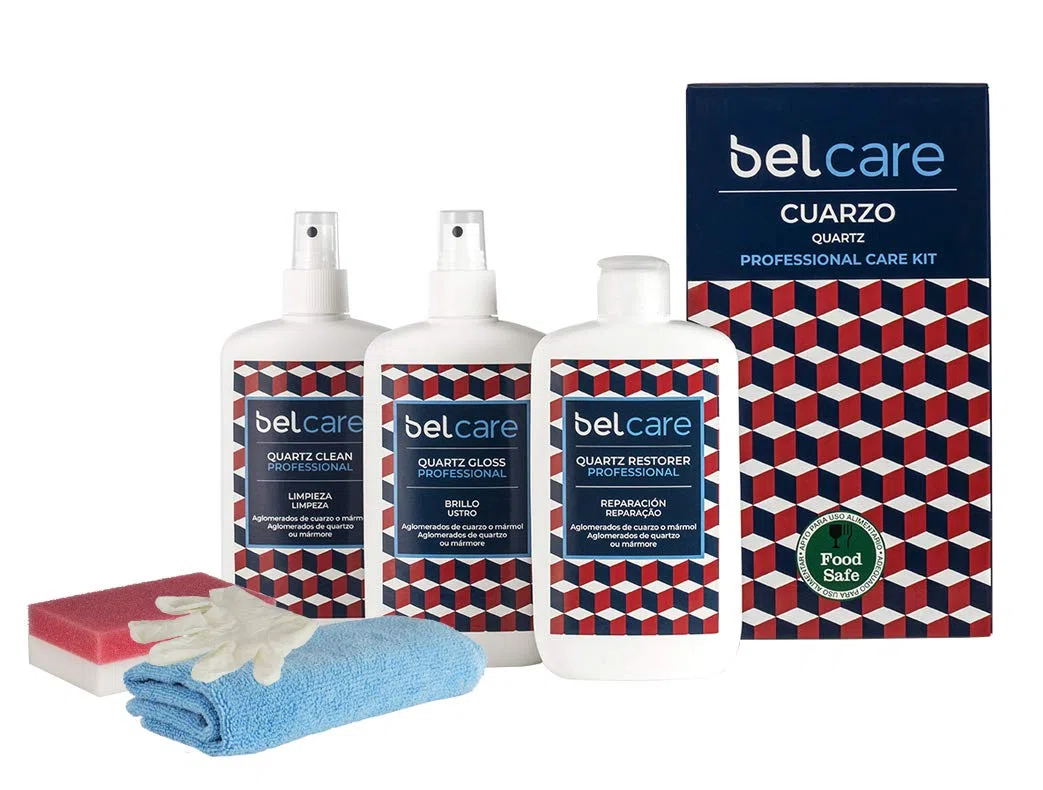 Kit para Limpiar Encimeras de Cuarzo, Silestone y Compac, Pack de 3 Productos (Spray Limpiador 200 ml + Reparador 200 ml + Spray Abrillantador 200 ml)