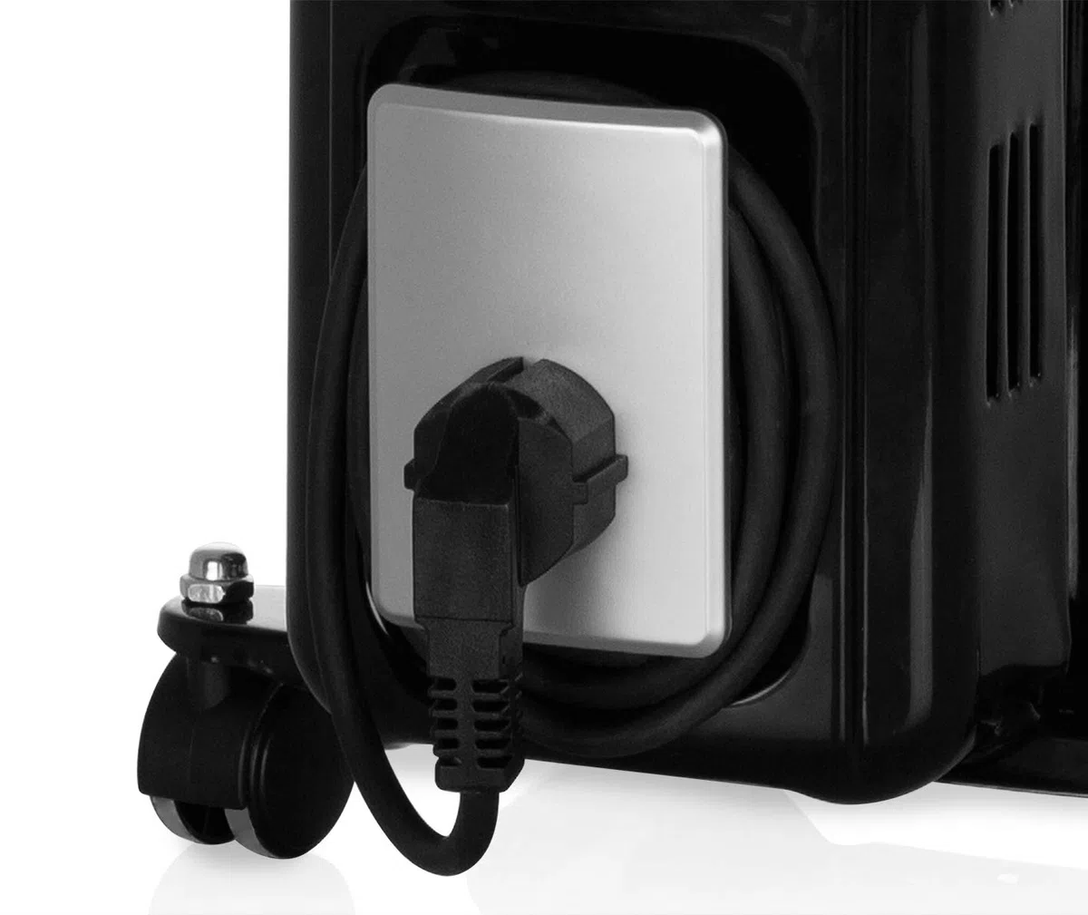 Orbegozo RN 2000 - Radiador de aceite, 9 elementos, luz LED, termostato regulable, Recogecables, Ruedas pivotantes, Negro, 2000 W