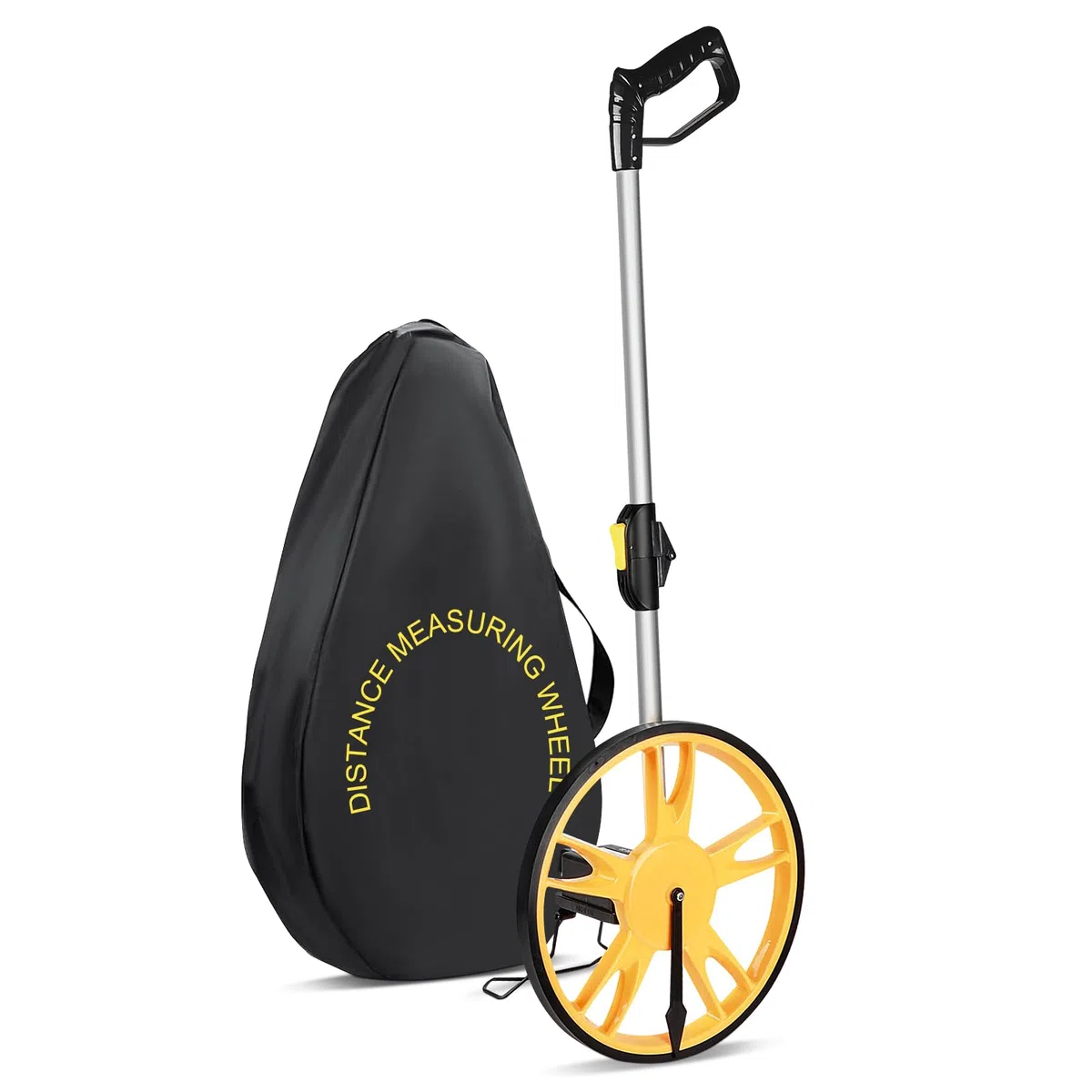 Rueda de Medición de Distancia con Mango Plegable, hasta 9999,9 m, Diámetro 32 cm, con Bolsa de Transporte, para Agrimensor