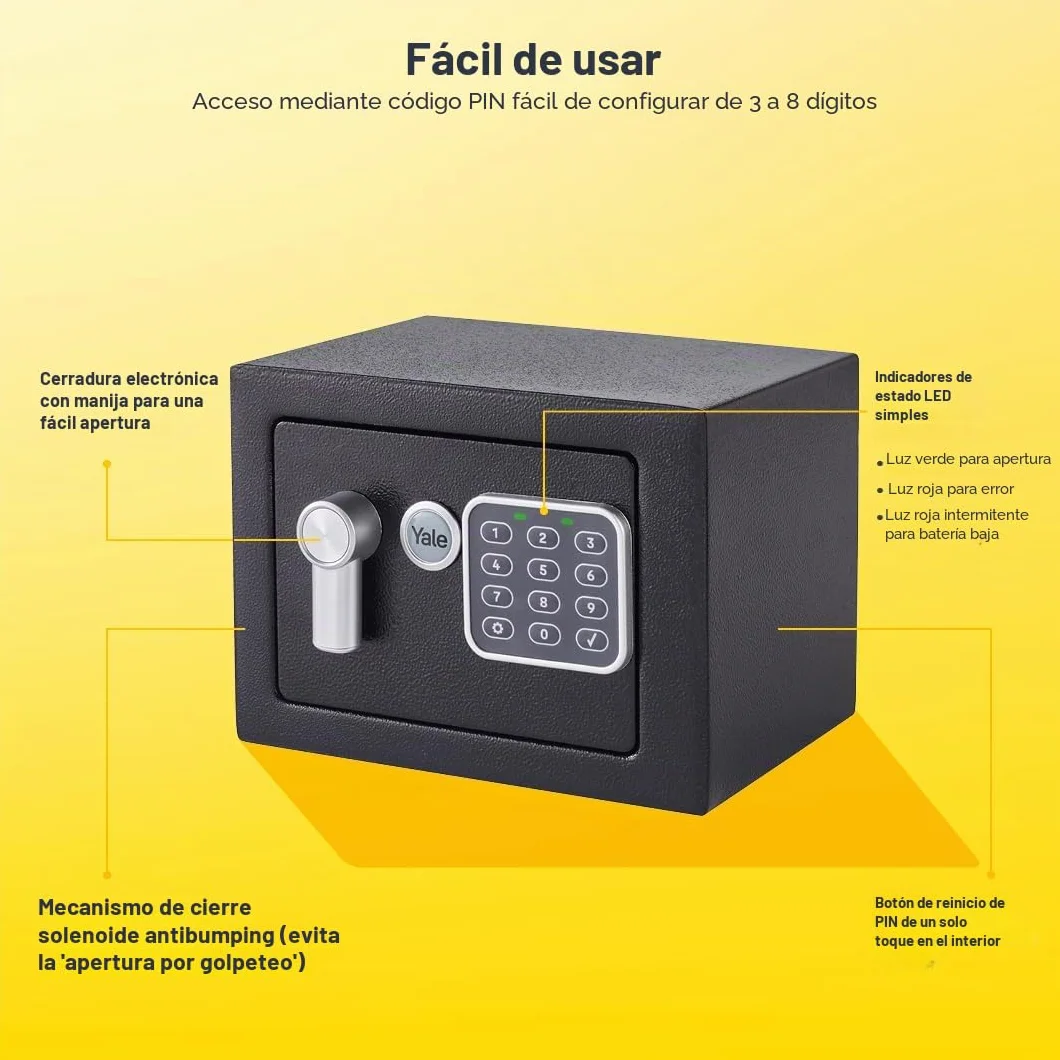 Yale YSV/170/DB2 Caja Fuerte De Seguridad Negro 170 x 230 x 170 mm