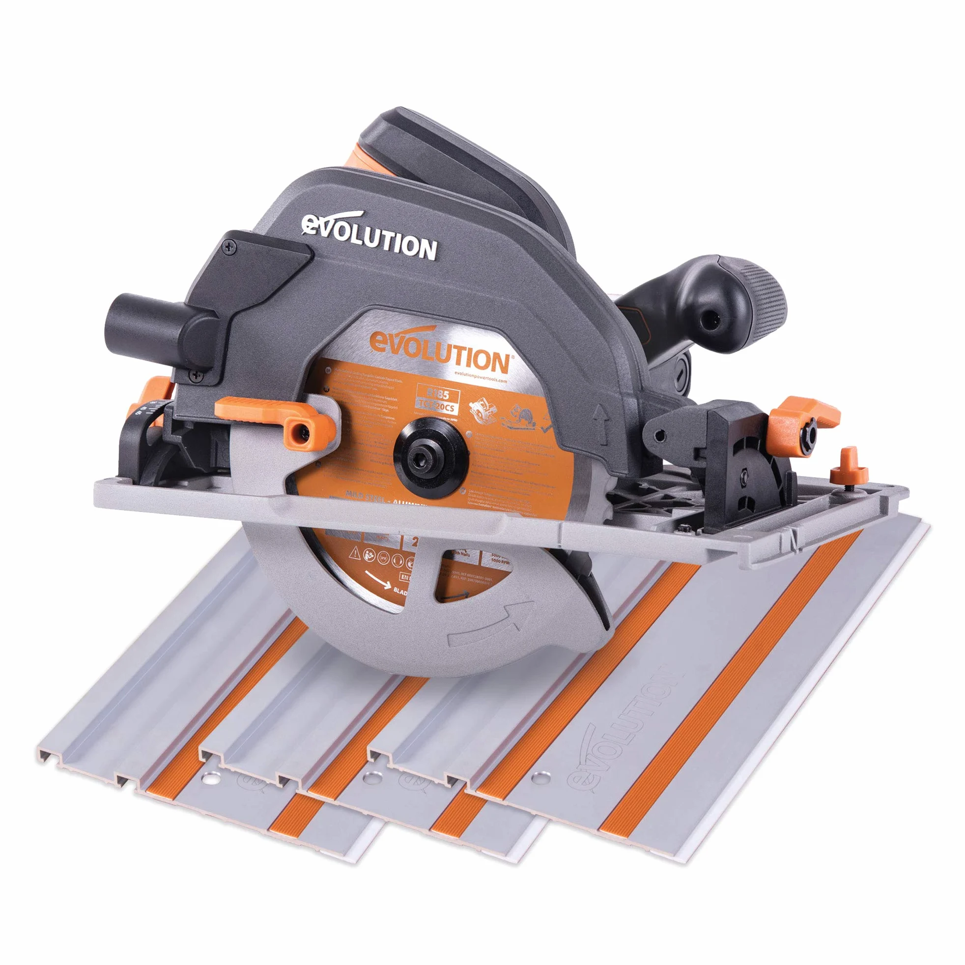 EVOLUTION POWER TOOLS R185CCSX Sierra Circular multimaterial Compatible (Paquete de combinación 1020 mm con guía incluida), 230 V, 185 mm