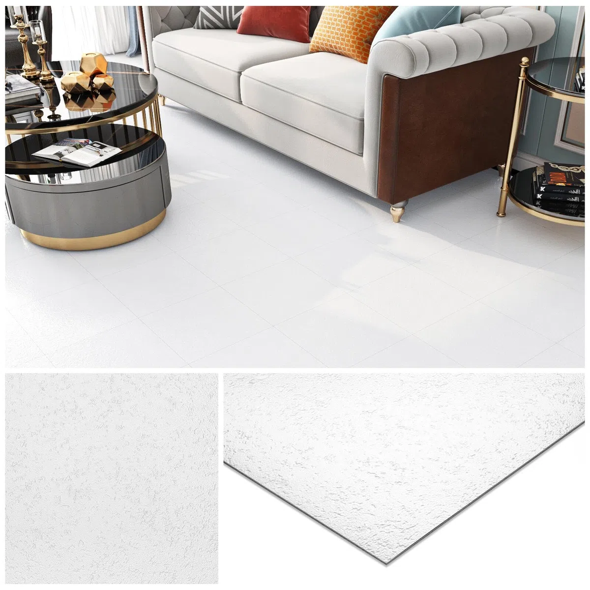 Livelynine Vinilo Adhesivo Suelo Baño Color Blanco 30x30CM Lavable Suelo Vinilo Autoadhesivo Cocina 32-Baldosas Vinilos Suelos Autoadhesivo Salon Habitacion Baldosas Adhesivas Suelos Pasillo Lavadero