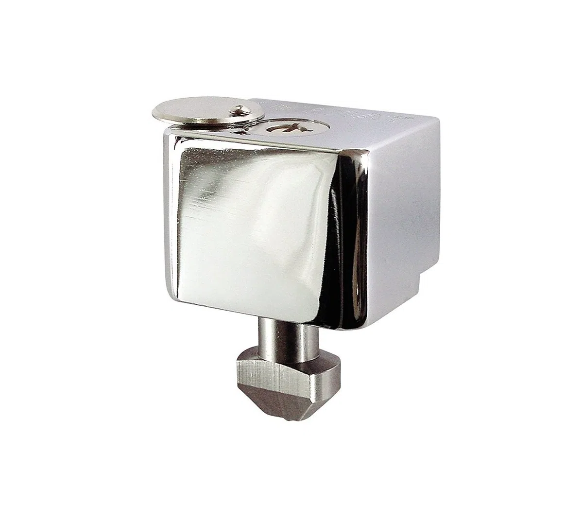 Cerradura K-10 (NO incluye pieza suelo) para Persiana Metálica Enrollable con Llave Tubular, Cuerpo de Latón Cromado.