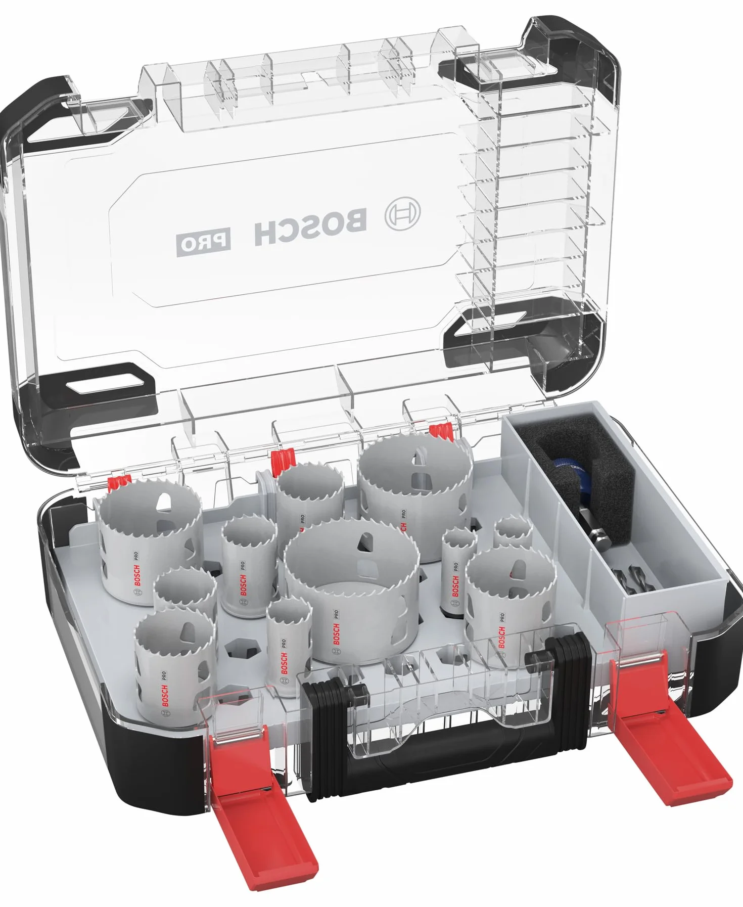 Bosch Juego de 14 sierras perforadoras Pro Multi Material Power Change Plus, estuche transparente para madera blanda, paneles de yeso, diámetro de 20 a 76mm, accesorio profesional, Versión actual