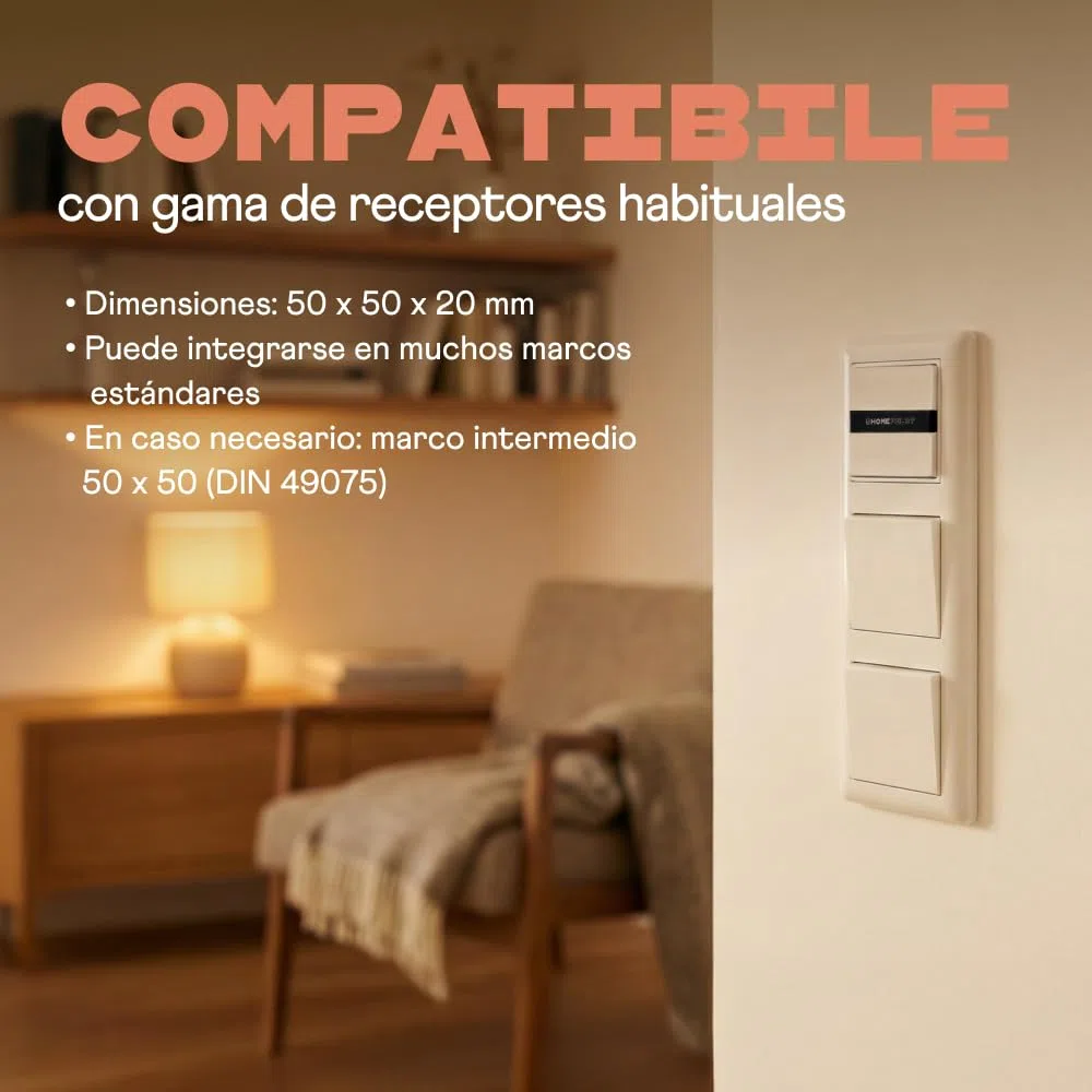 HOMEPILOT - Interruptor de pared Smart 1 grupo | Controla fácilmente dispositivos Smart Home. Para luces, calefacción o persianas. 1 interruptor, hasta 16 dispositivos.