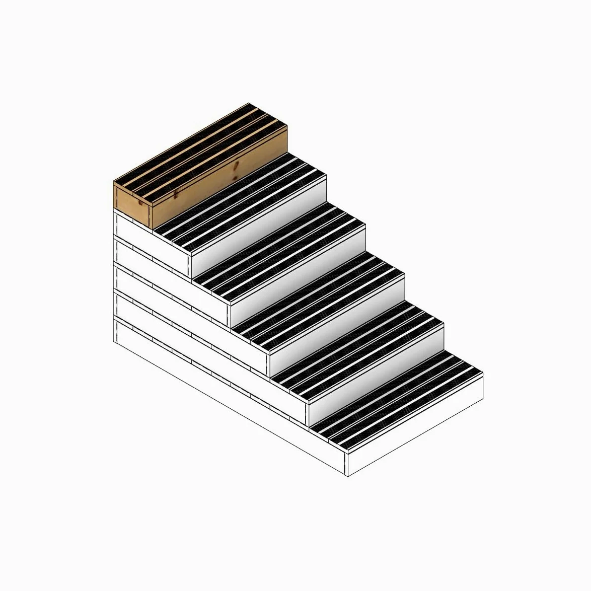 Los peldaños modulares Vinuovo permiten crear fácilmente un peldaño o una escalera exterior. - 2planchas - de 60 cm ancho - de altura 17 cm