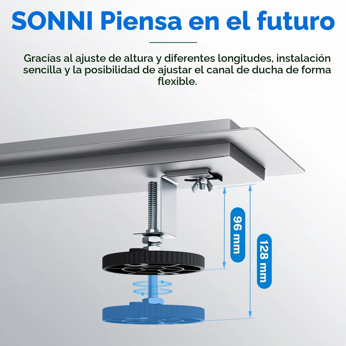 SONNI Canal de Ducha con Tope de Olor,2 en 1 Conjunto Completo de Desagüe de Ducha de Acero Inoxidable con Accesorio de Piso,Doble Cara,y Tamiz de Pelo 60cm