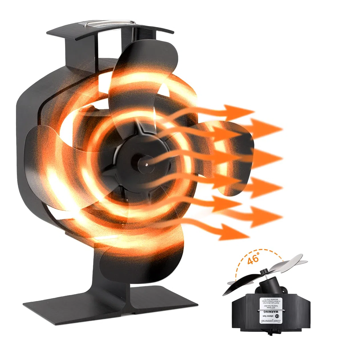 Ventilador de Chimenea, Ventilador de chimenea oscilante, 4 PáGinas Ventilador Para Estufa de Leña, Ventilador de estufa de lena silencioso, Ventilador no Eléctrico para Chimenea