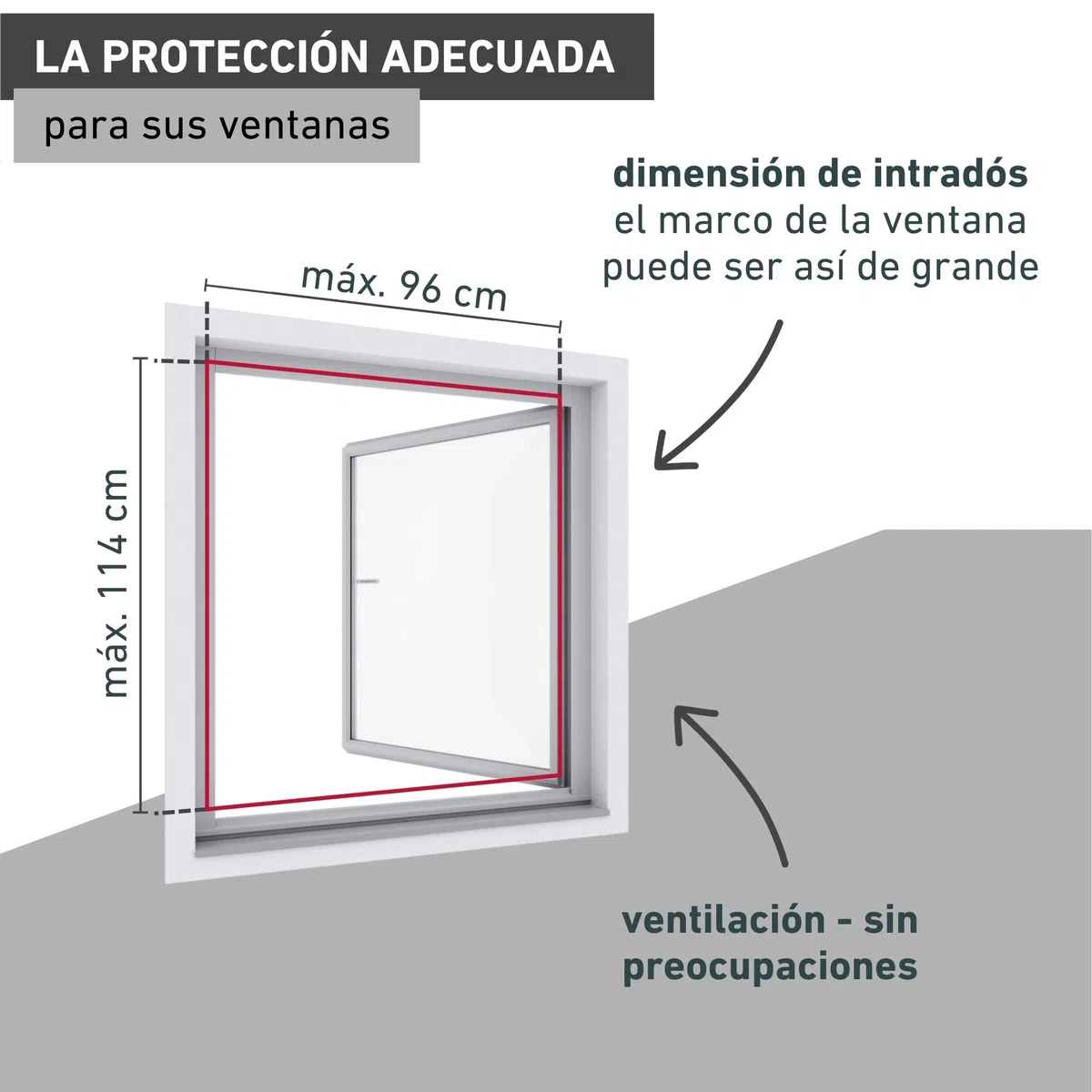 Windhager Mosquitera Marco tensor Expert, mosquitera Marco de aluminio para ventanas 100 cm x 120 cm, antracita, 04337