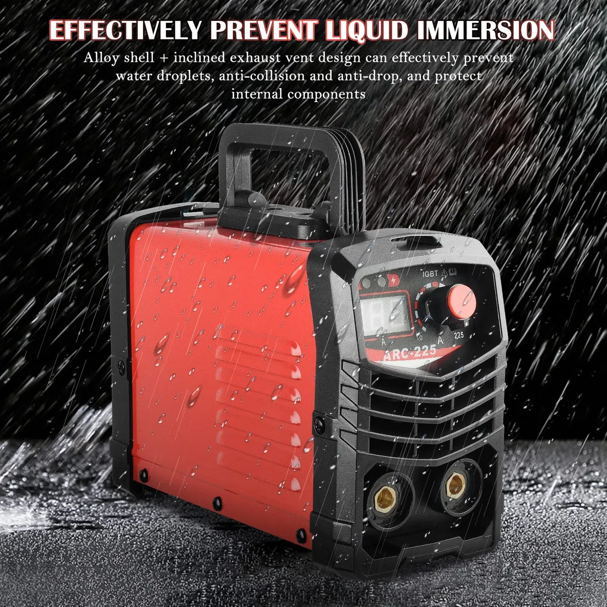 Soldador Inverter ARC 220V 225A, máquina de soldadura eléctrica portátil IGBT con pantalla digital LCD para soldadores y mantenimiento de diversos equipos (Rojo)