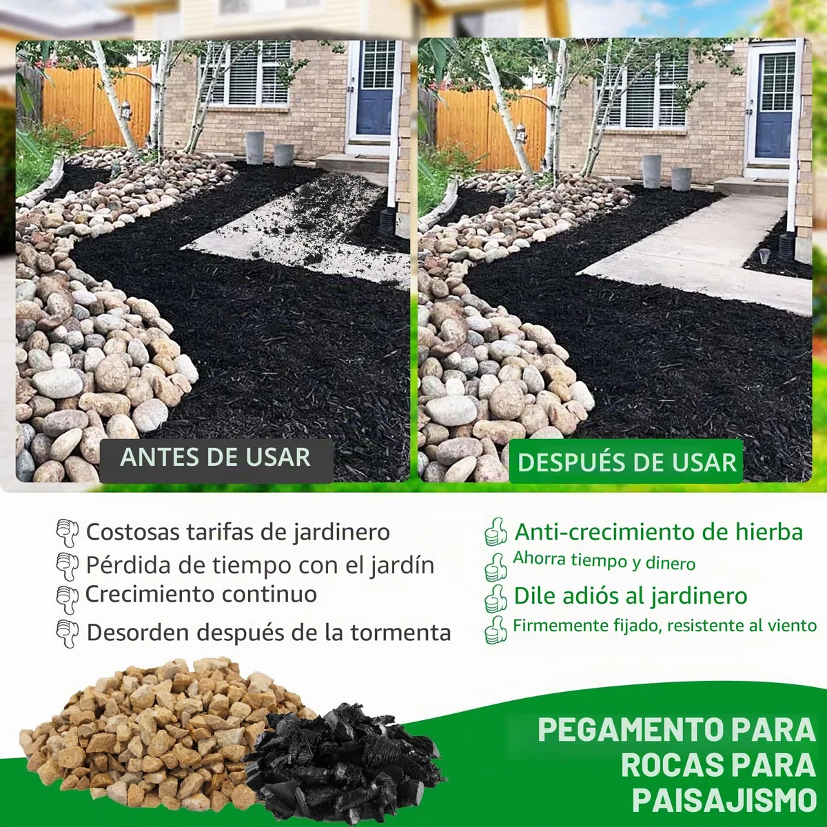 Resina Fijador Grava - Aglutinante para Grava, Adhesivo Extra Fuerte para Piedras, Pegamento para Mantillo para Fijar Piedras, Grava, Corteza - Estabilizador de Grava para Senderos, Terrazas (4 Liter)