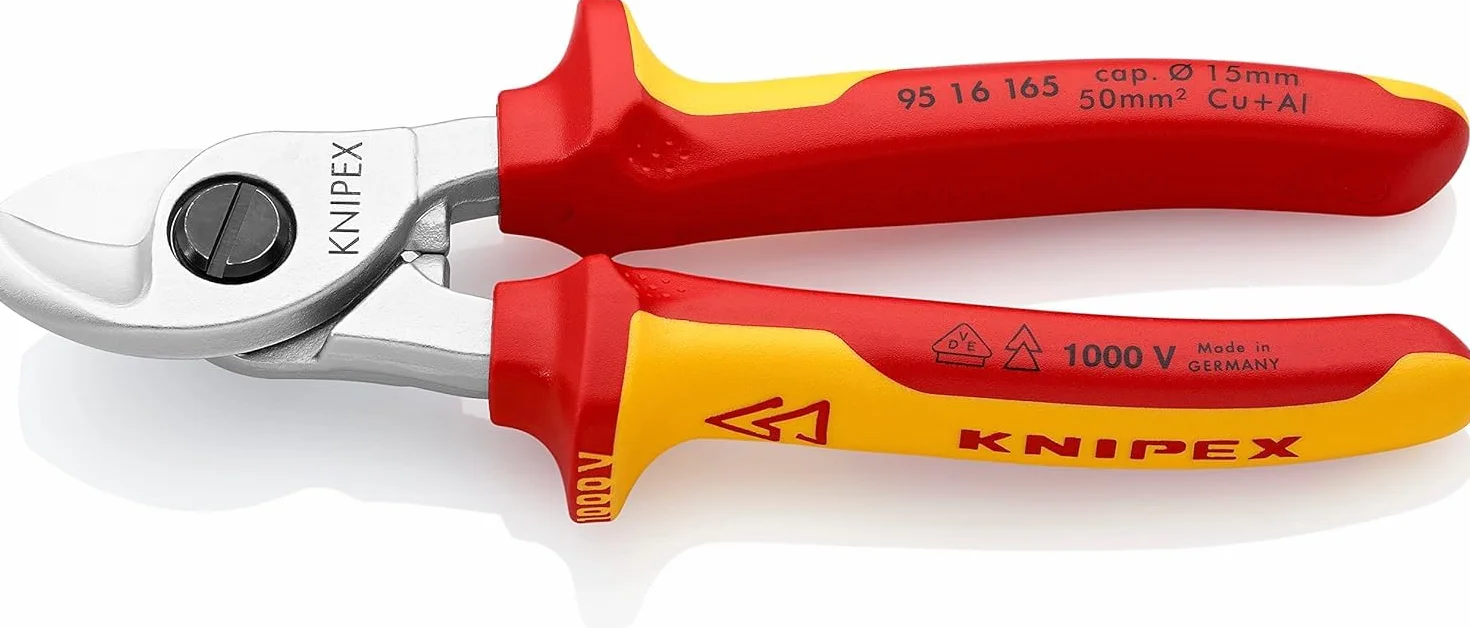 KNIPEX Tijeras cortacables cromado aislados con fundas multicomponentes, según norma VDE 165 mm, 95 16 165
