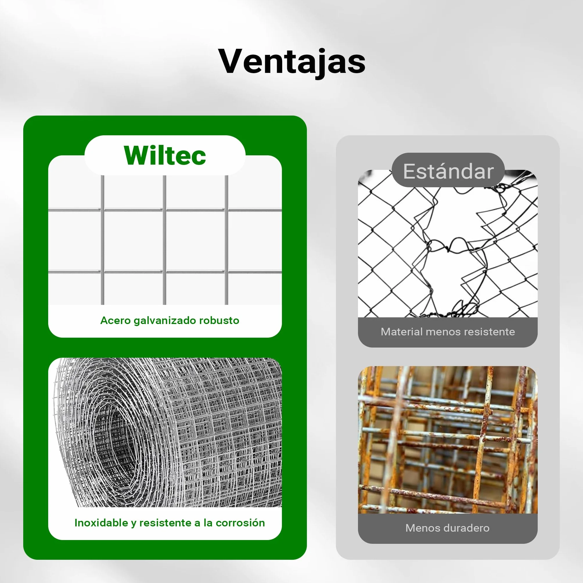 Wiltec Malla Alambre metálica gallinero Cierre metálico galvanizado Rollo 1mx25m mallado 12x12mm Jardín
