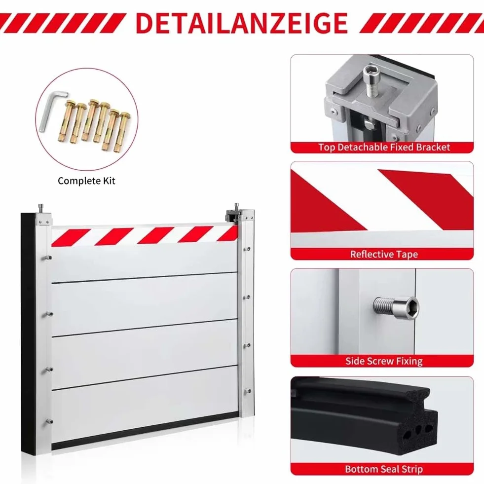 Barrera Antiinundaciones de Aleación de Aluminio Protector de Barrera Contra Inundaciones para Puerta Kit de Barrera Contra Inundaciones Reutilizable de Tamaño Personalizado HXQSL(83x20cm)